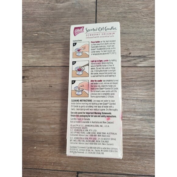 Glade Scented Oil Candles Dewberry Dreams 3 Oil Candle Refills Essential Oils - Picture 2 of 2